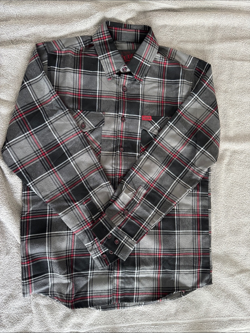 DIXXON Men’s Black/Grey/Red Flannel Shirt